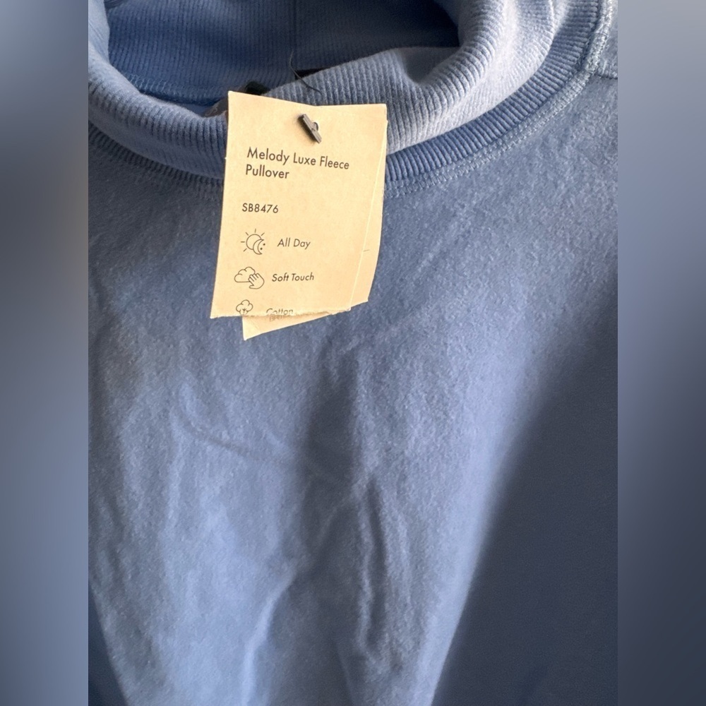 New Sweaty Betty Melody Luxe Fleece Pullover - Filter Blue | Sz 8/ Medium - Picture 6 of 7